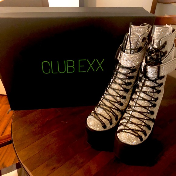 Dolls Kill Shoes - Dollskill ClubExx Crystal Traitor Boots BNIB Sz 10